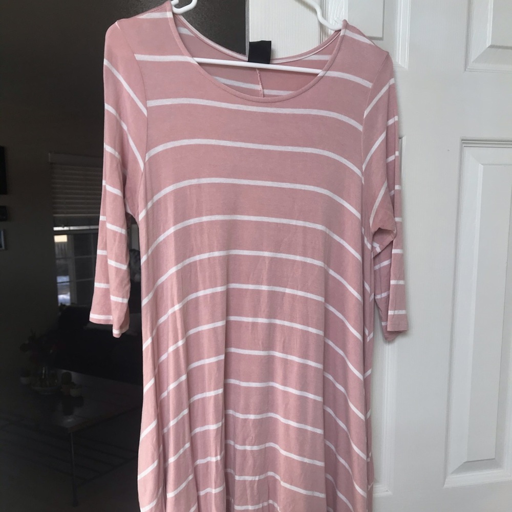 Pink and White Striped Dress